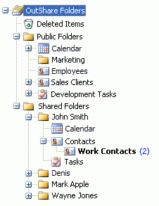 Microsoft Outlook shared folders structure example