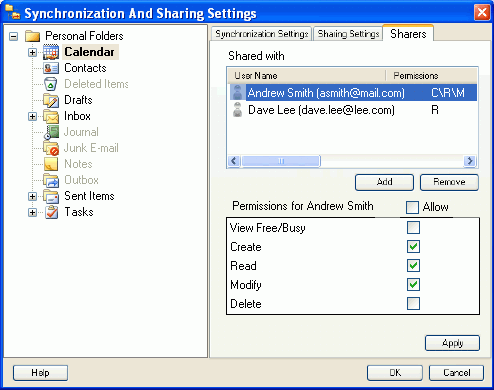 Add Outlook sharers and set permissions to the shared folders. Sharing Outlook Calendars