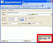 Microsoft Outlook private appointment